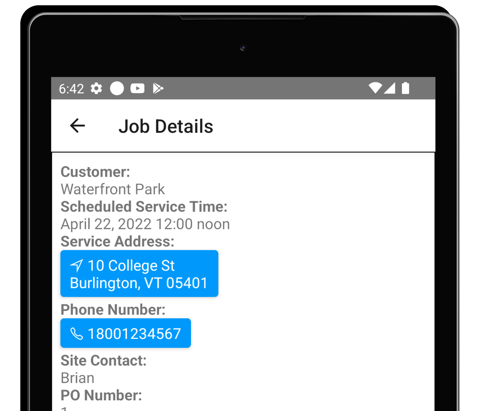 Spry Dispatch mobile app showing the ability to create and edit field reports